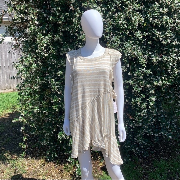 💋NWT Free People Draped Cap Sleeve Asymmetrical Dress - Picture 3 of 15